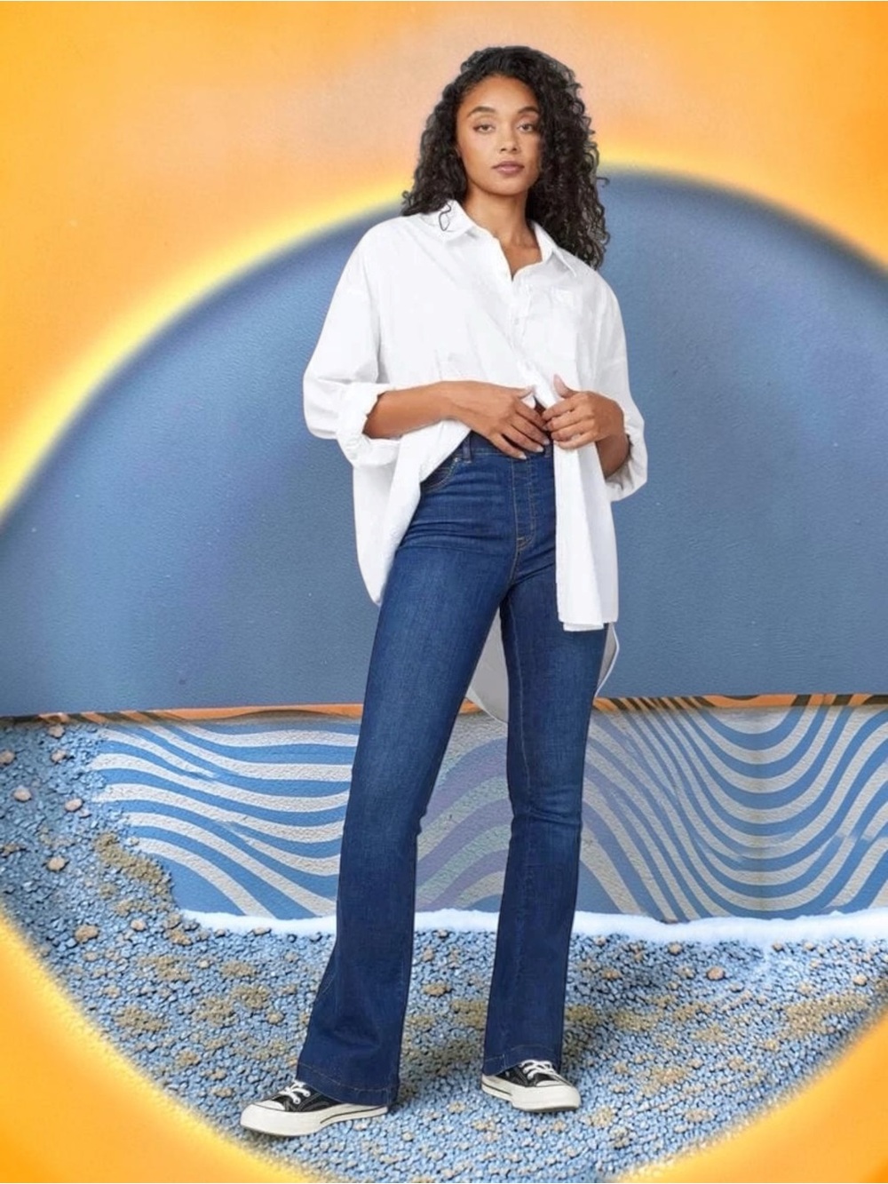 SPANX Flare Jeans Med Pull-on 31 x 31.5 Tummy Control 20327R Hemmed Retro